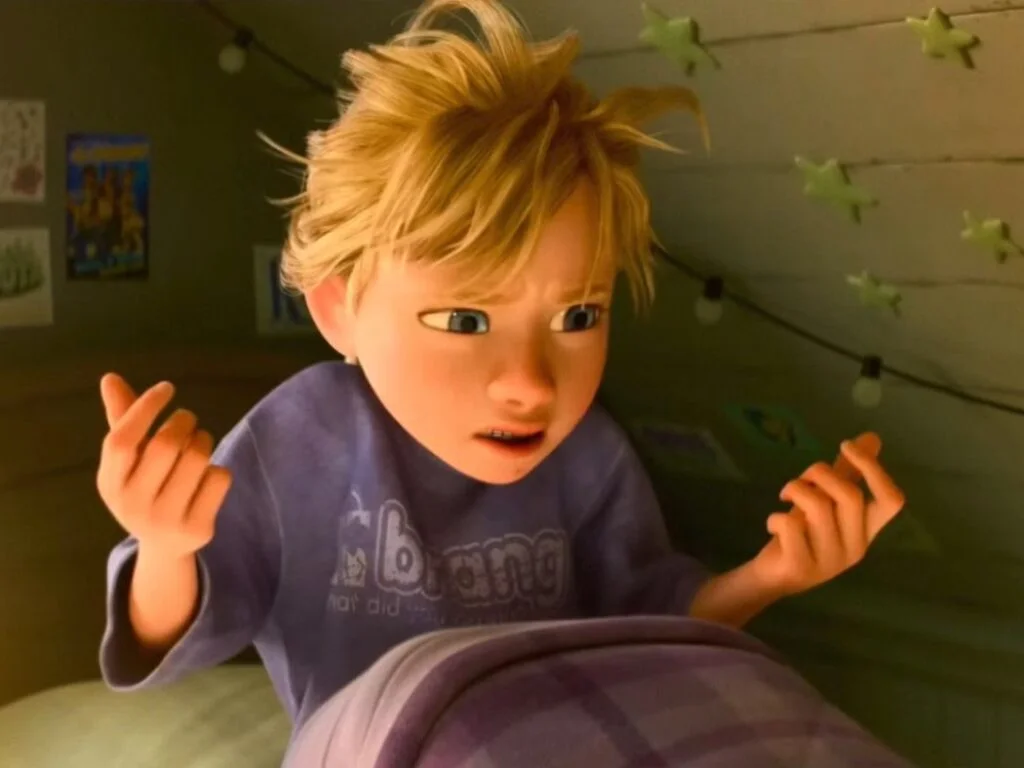 Inside Out 2 animated movie child waking up confused